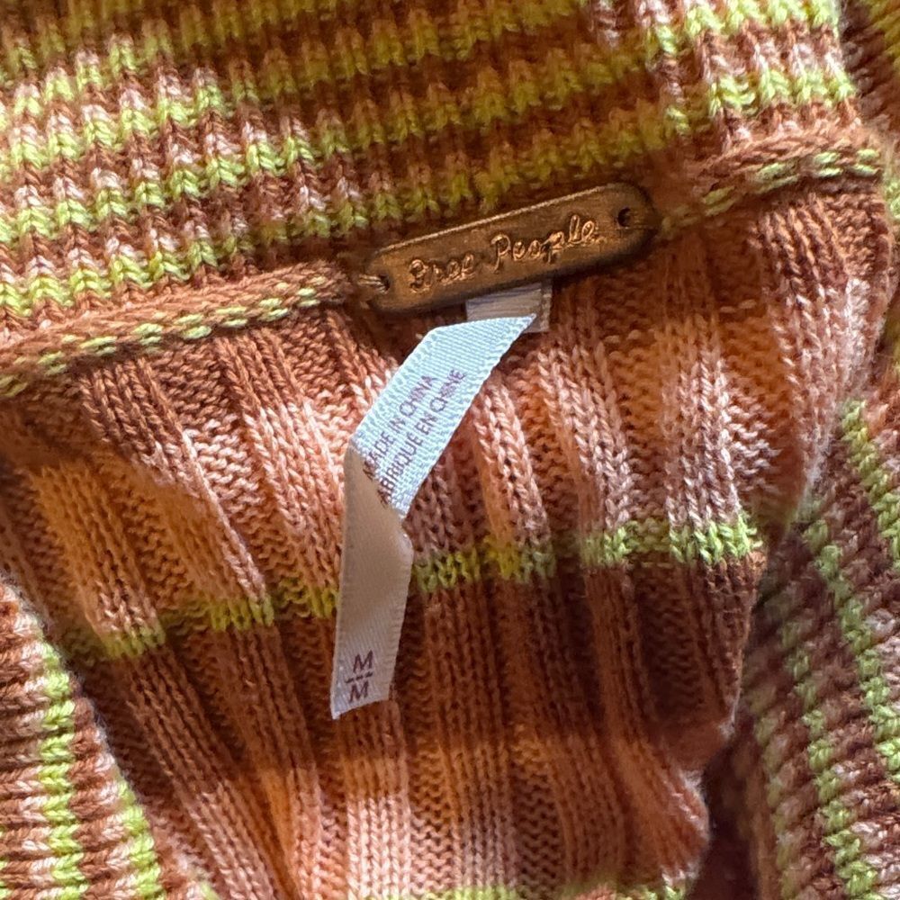 Free People Striped Orange and Yellow Button-Up Dress - Picture 3 of 3